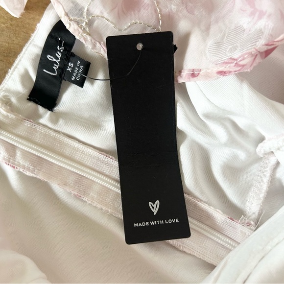 ⭐️ NEW Lulu's XS Ivory Pink Floral Lace-Trim Bustier Romper Corquette - Picture 3 of 12